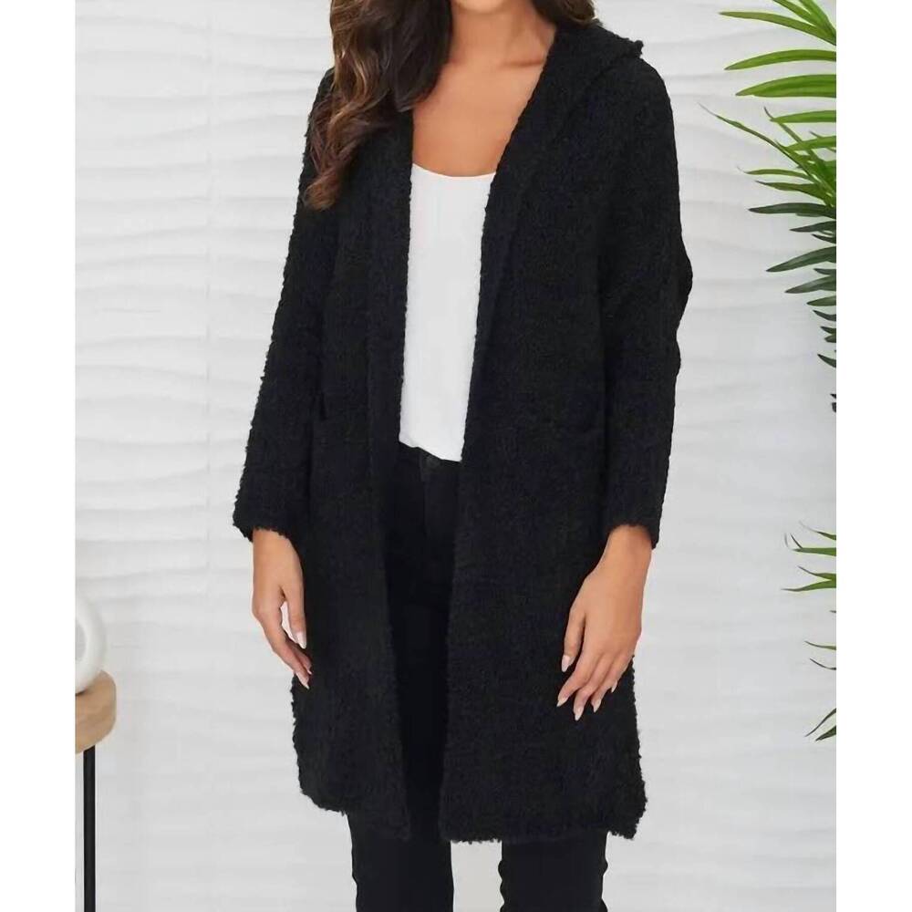 NEW MILIO MILANO boucle knit long cardigan in black